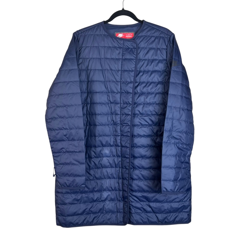 Nike Sportswear Women Navy Blue Synthetic Fill Puffer Liner Jacket XL Longline